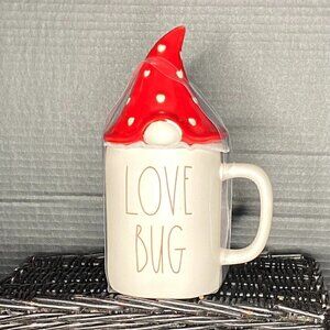 Rae Dunn LOVE BUG Mug with Gnome Topper
